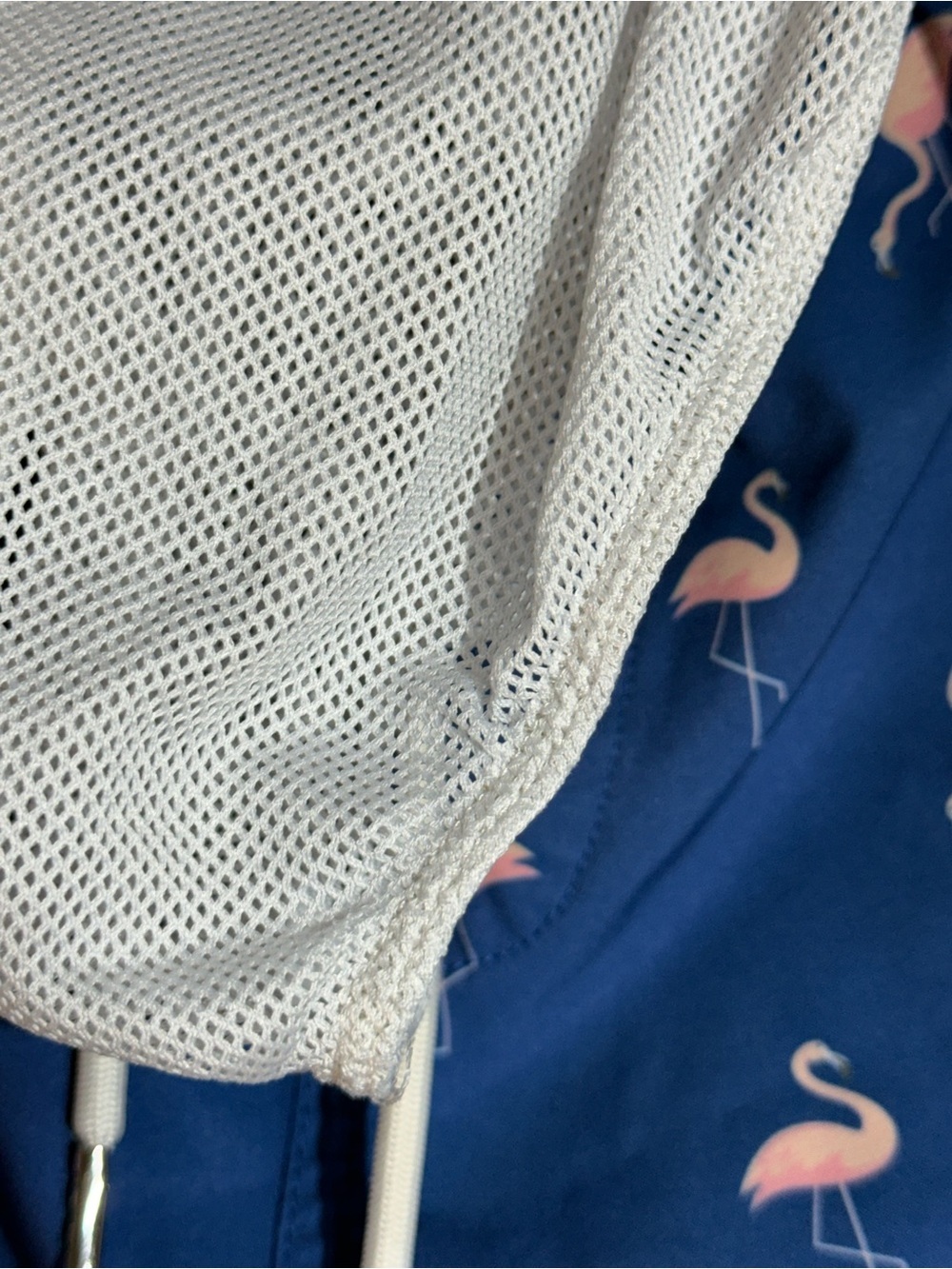 Bermies Men's Blue Pink Flamingo Print Swim Trunks Drawstring Waist Size Small - Picture 7 of 8